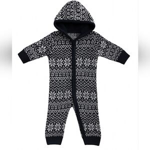 Polarn O. Pyret Navy and White Nordic Sweater Zip Up Hooded Coverall